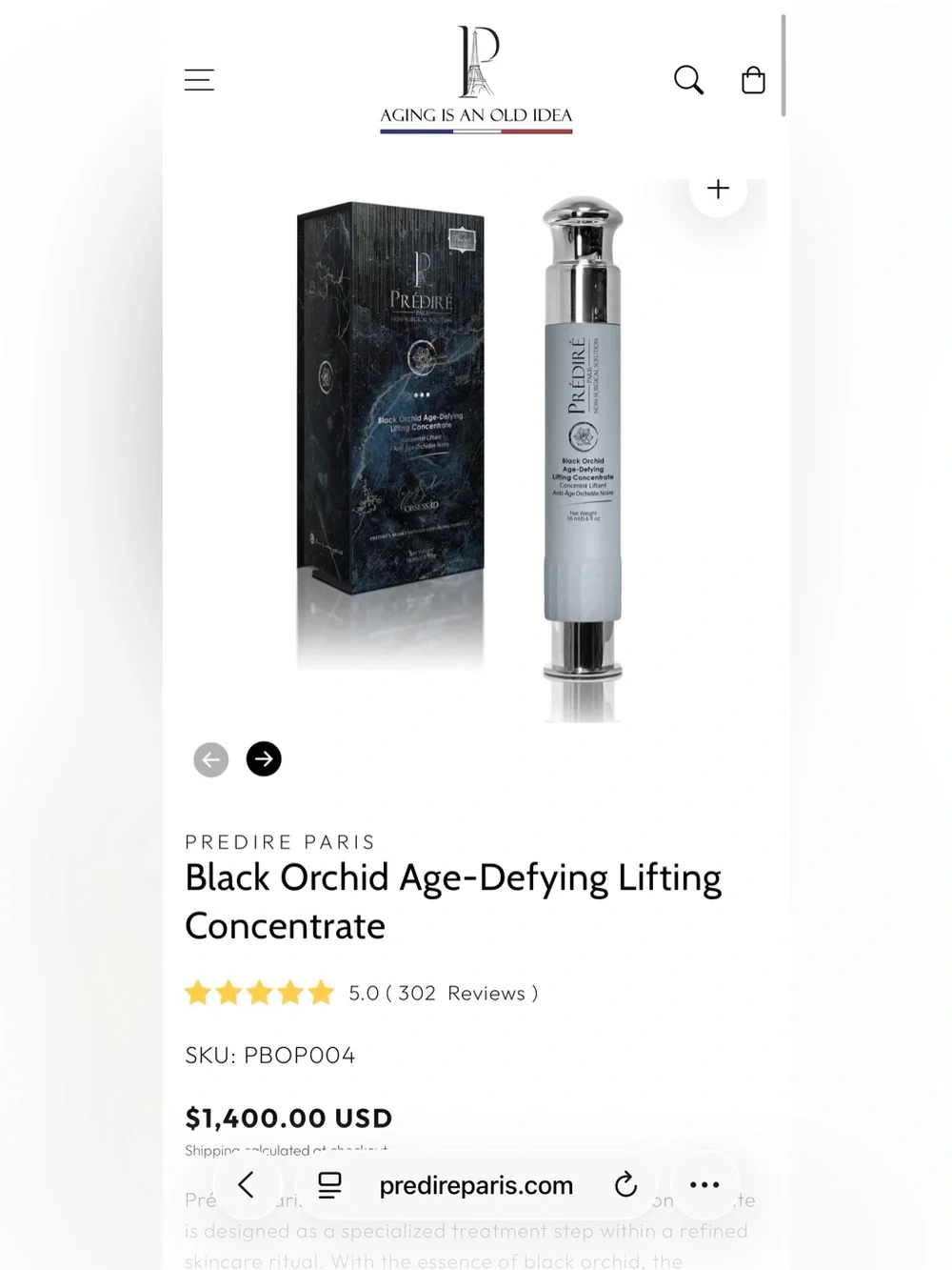 Predire Black Orchid Age-Defying Lifting Concentrate ~ Retail $1400